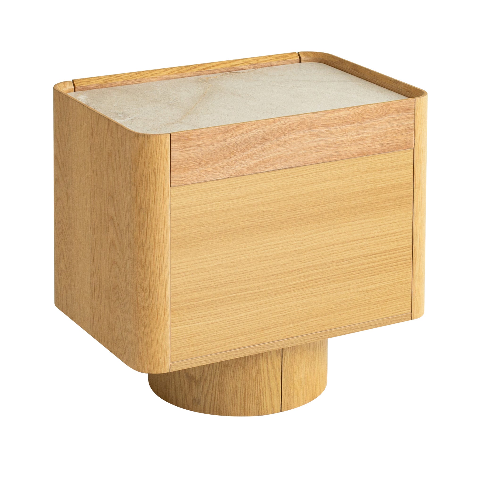 CST12554-IG 57cm Stone Top Bedside Table - Natural