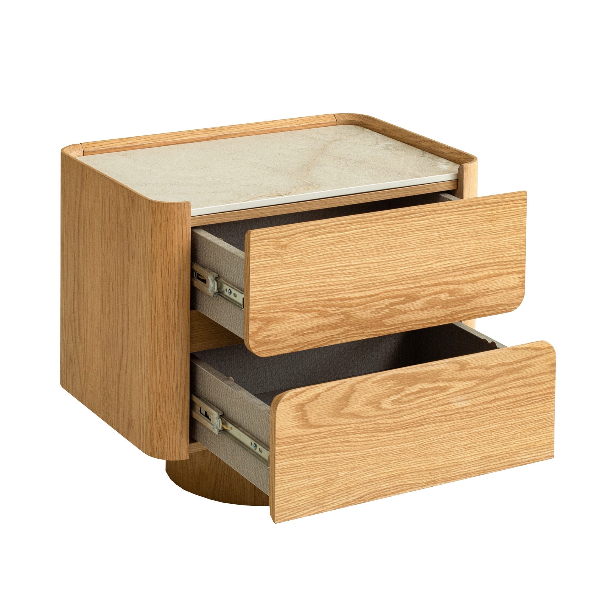 CST12554-IG 57cm Stone Top Bedside Table - Natural