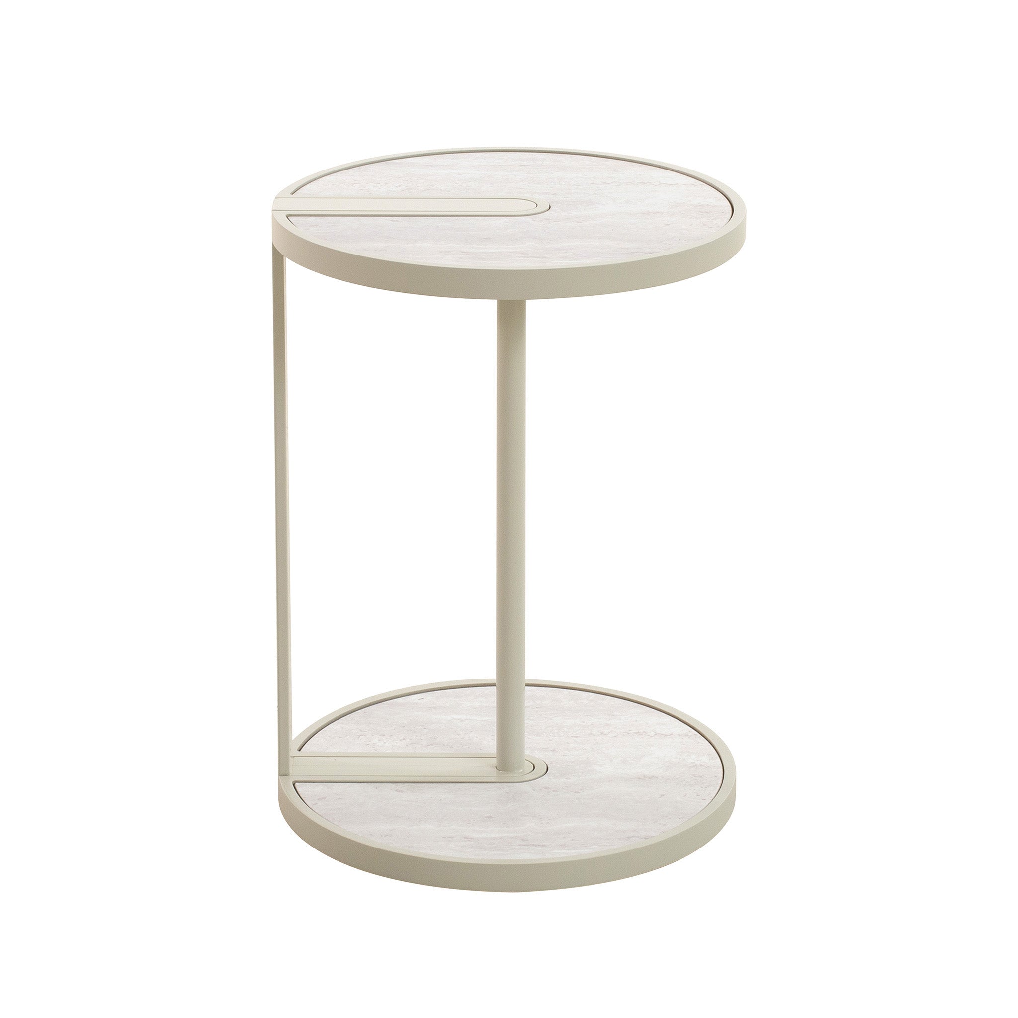 39.8cm Beige Glass Side Table - Warm Grey - image 2