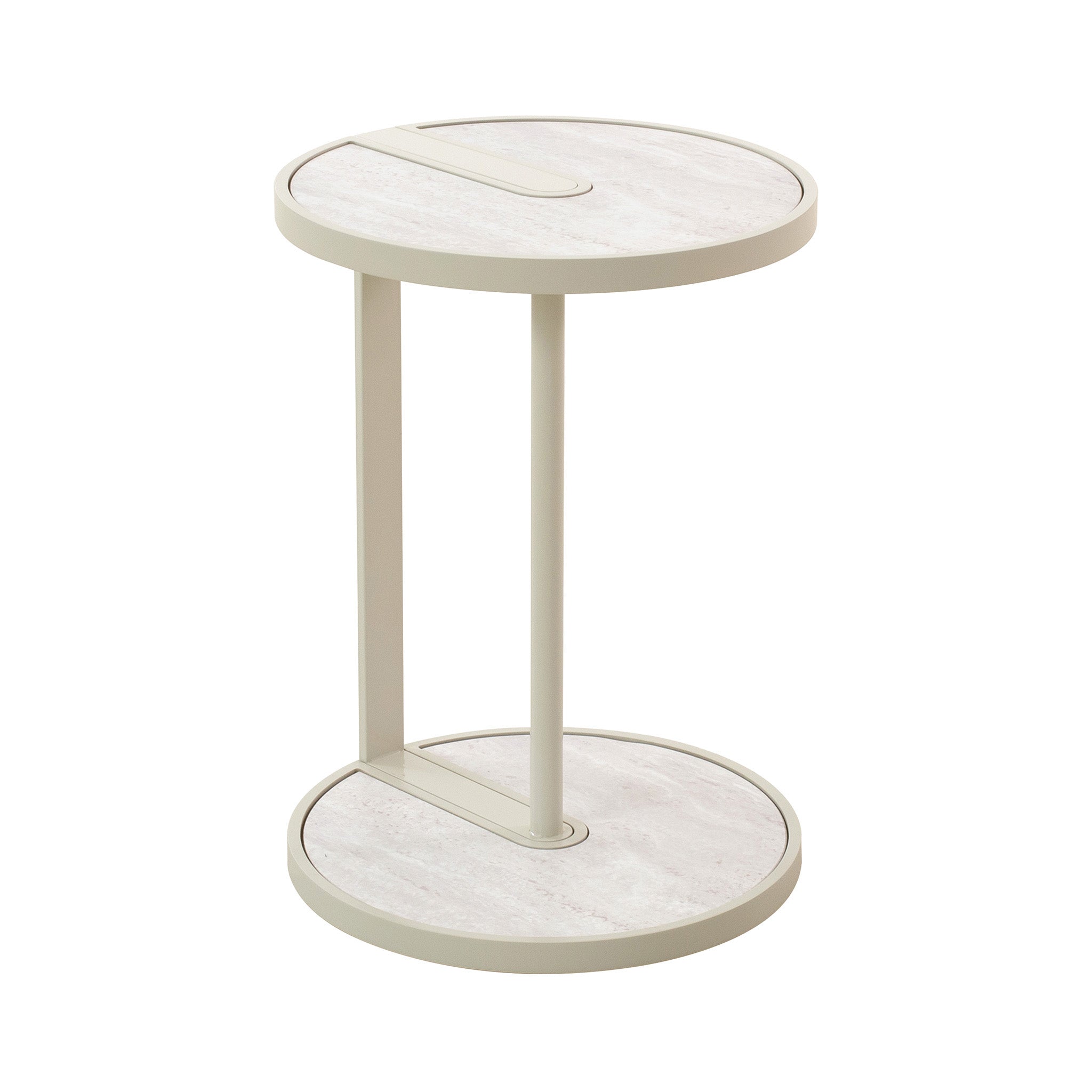 39.8cm Beige Glass Side Table - Warm Grey