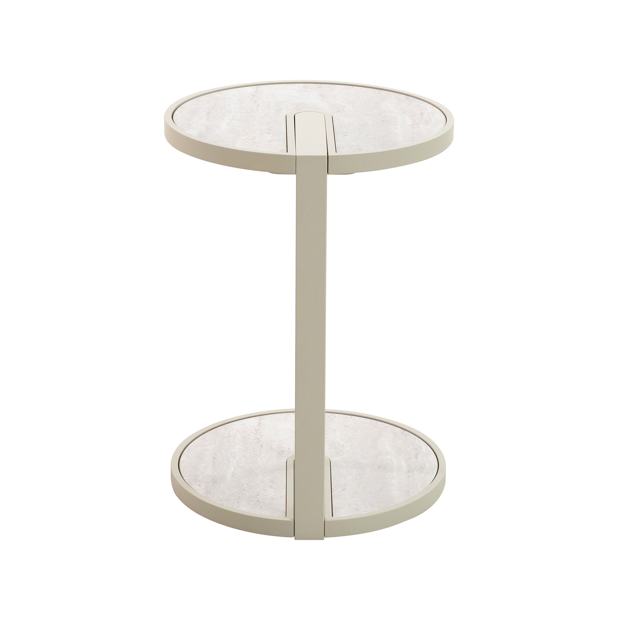 CST12573-IG 39.8cm Beige Glass Side Table - Warm Grey