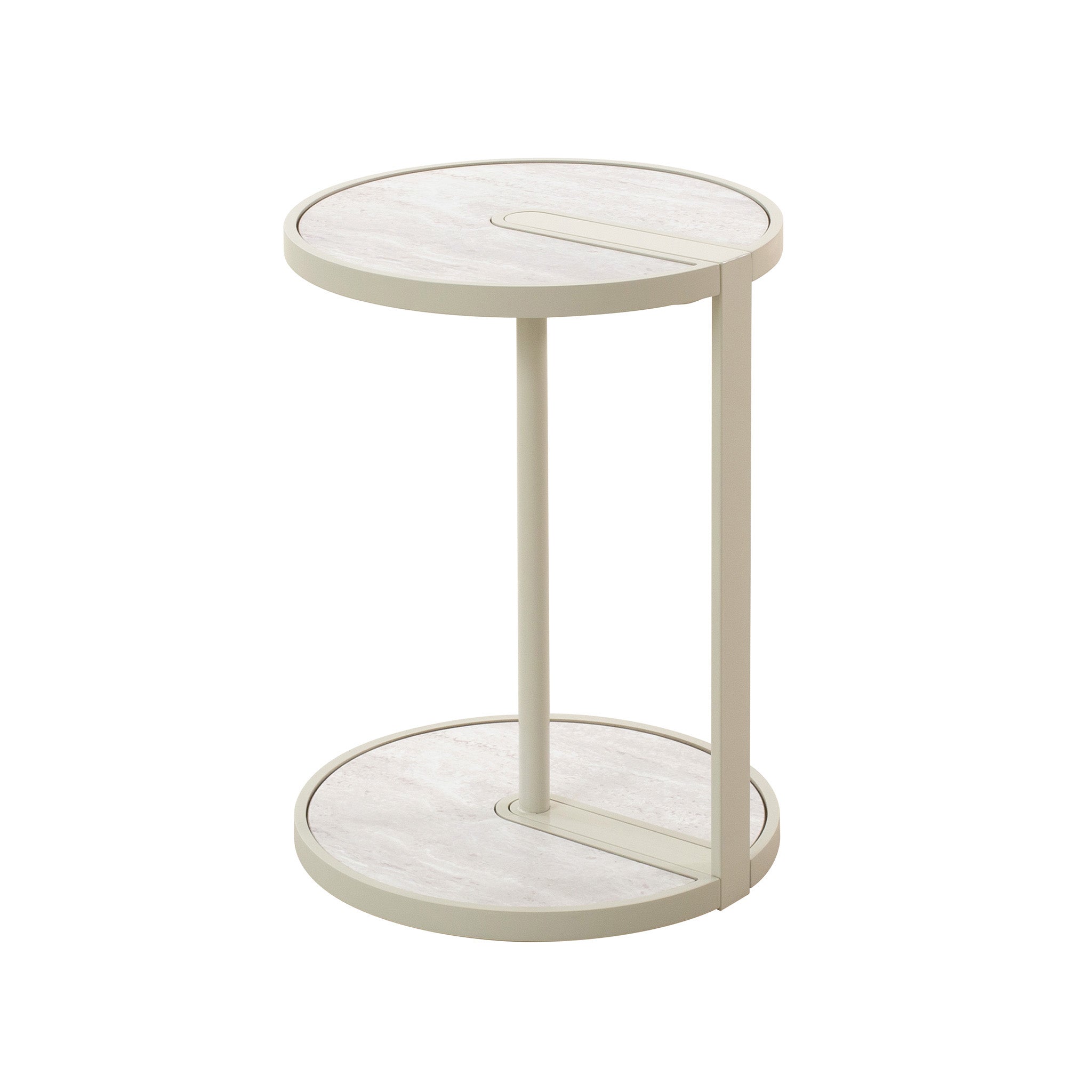 CST12573-IG 39.8cm Beige Glass Side Table - Warm Grey
