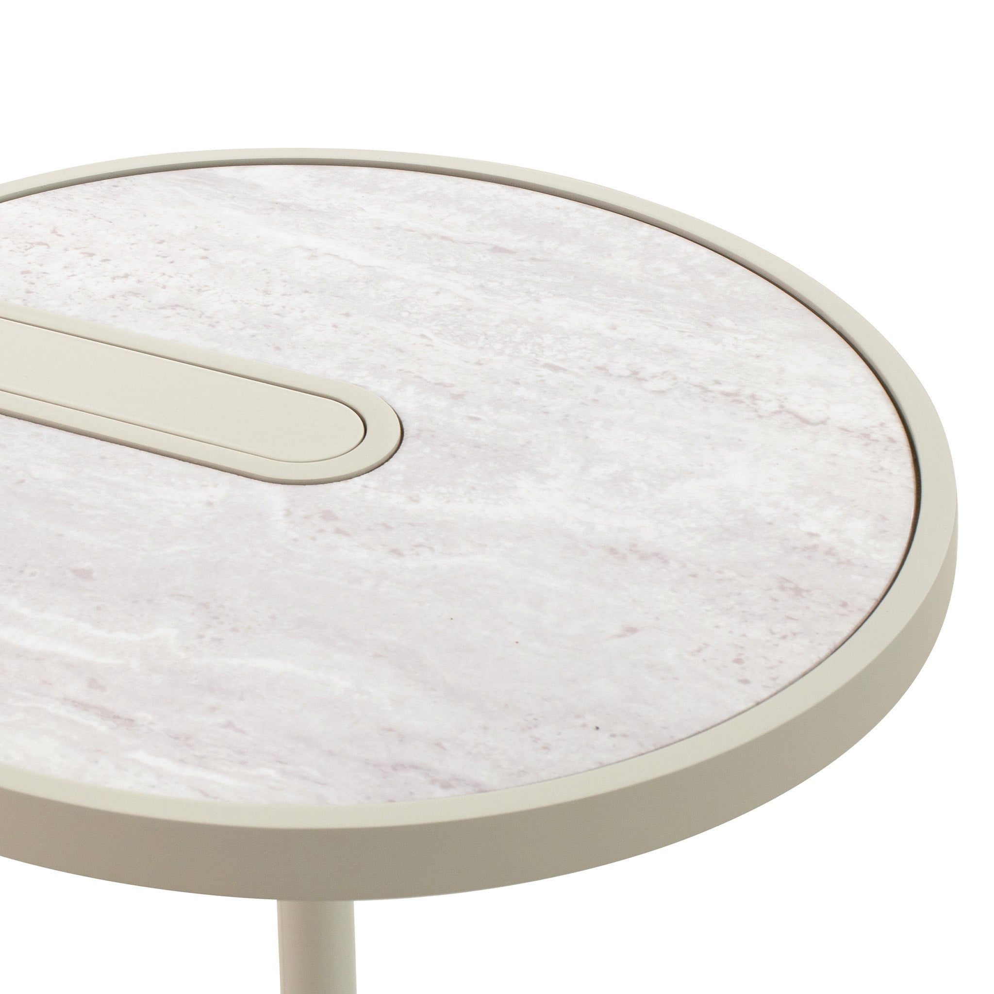 39.8cm Beige Glass Side Table - Warm Grey - image 7