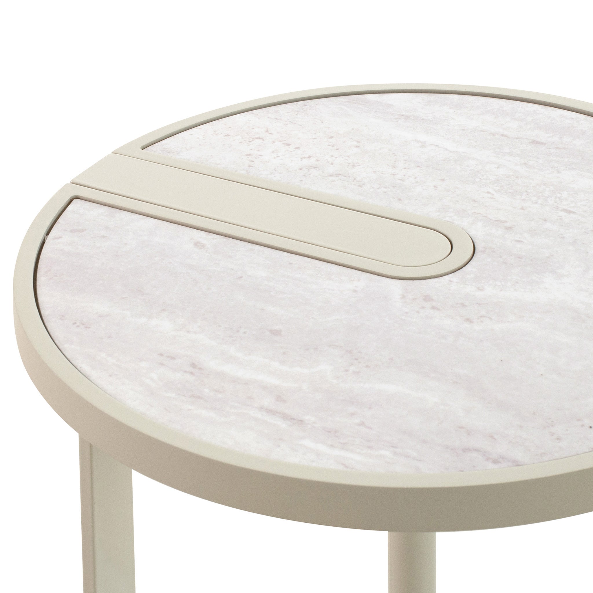 39.8cm Beige Glass Side Table - Warm Grey - image 5