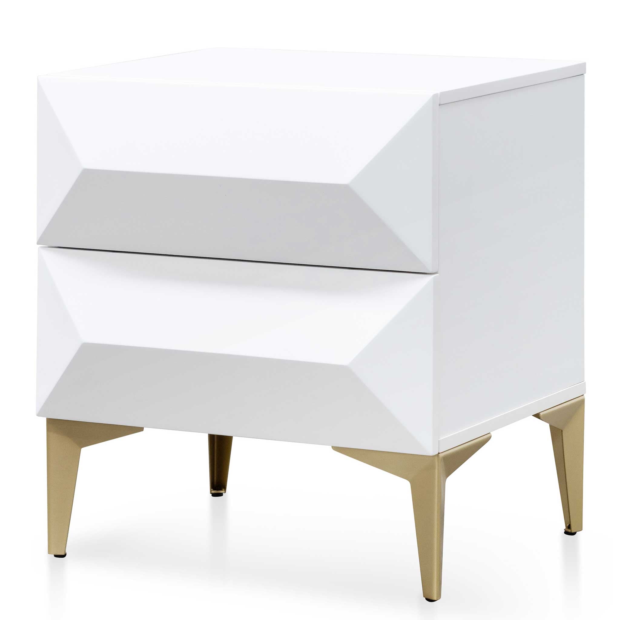 CST6410-IG 50cm Wooden Side Table - White with Gold Legs