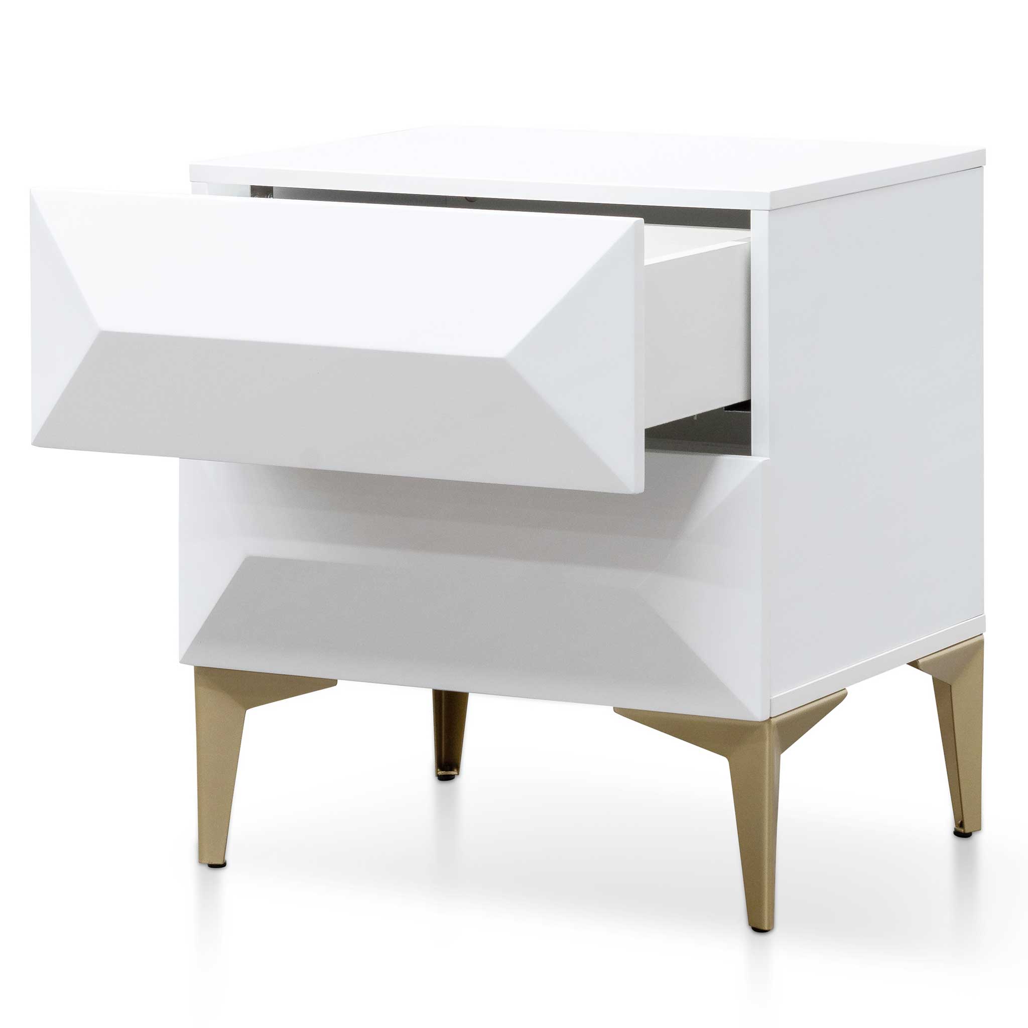 CST6410-IG 50cm Wooden Side Table - White with Gold Legs
