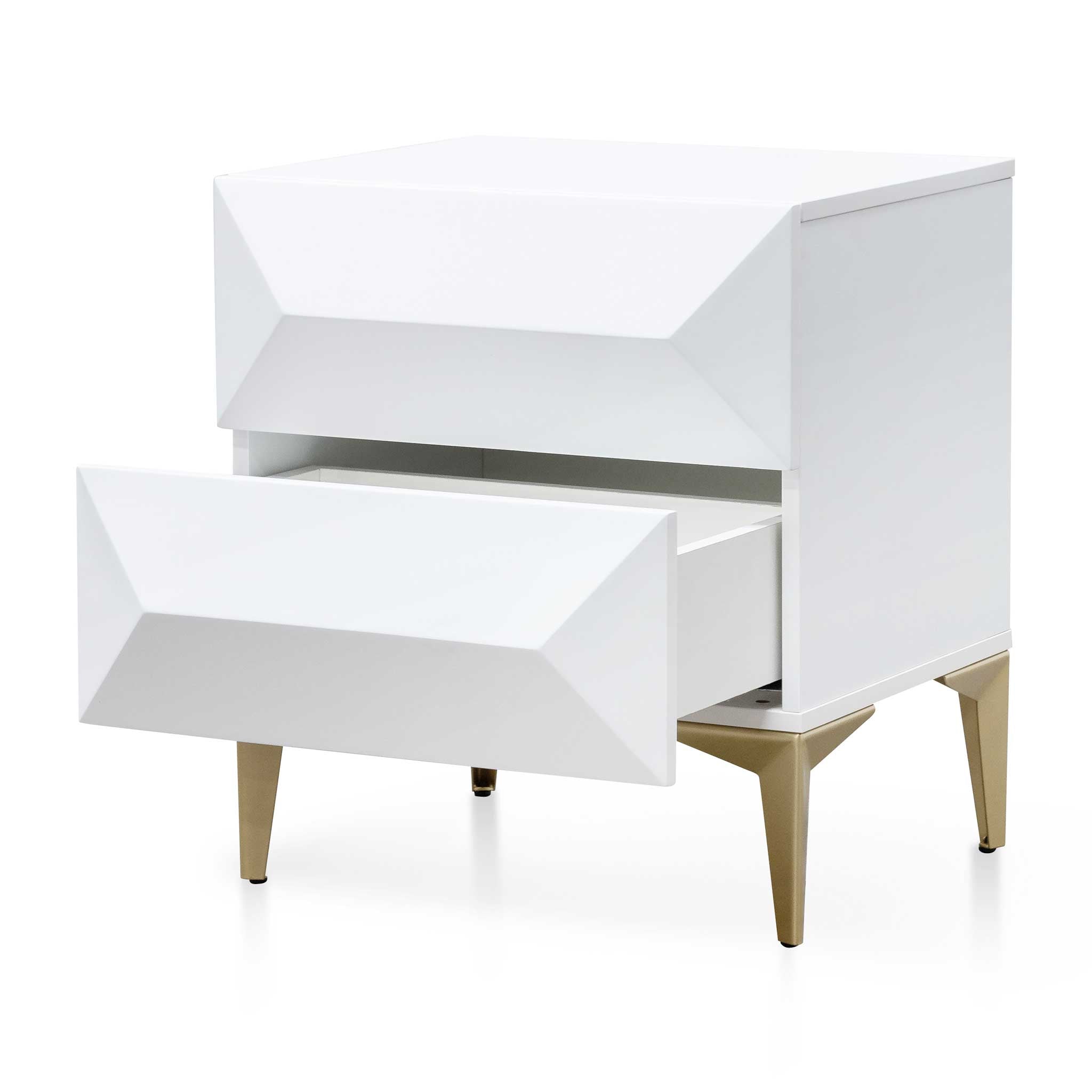 CST6410-IG 50cm Wooden Side Table - White with Gold Legs