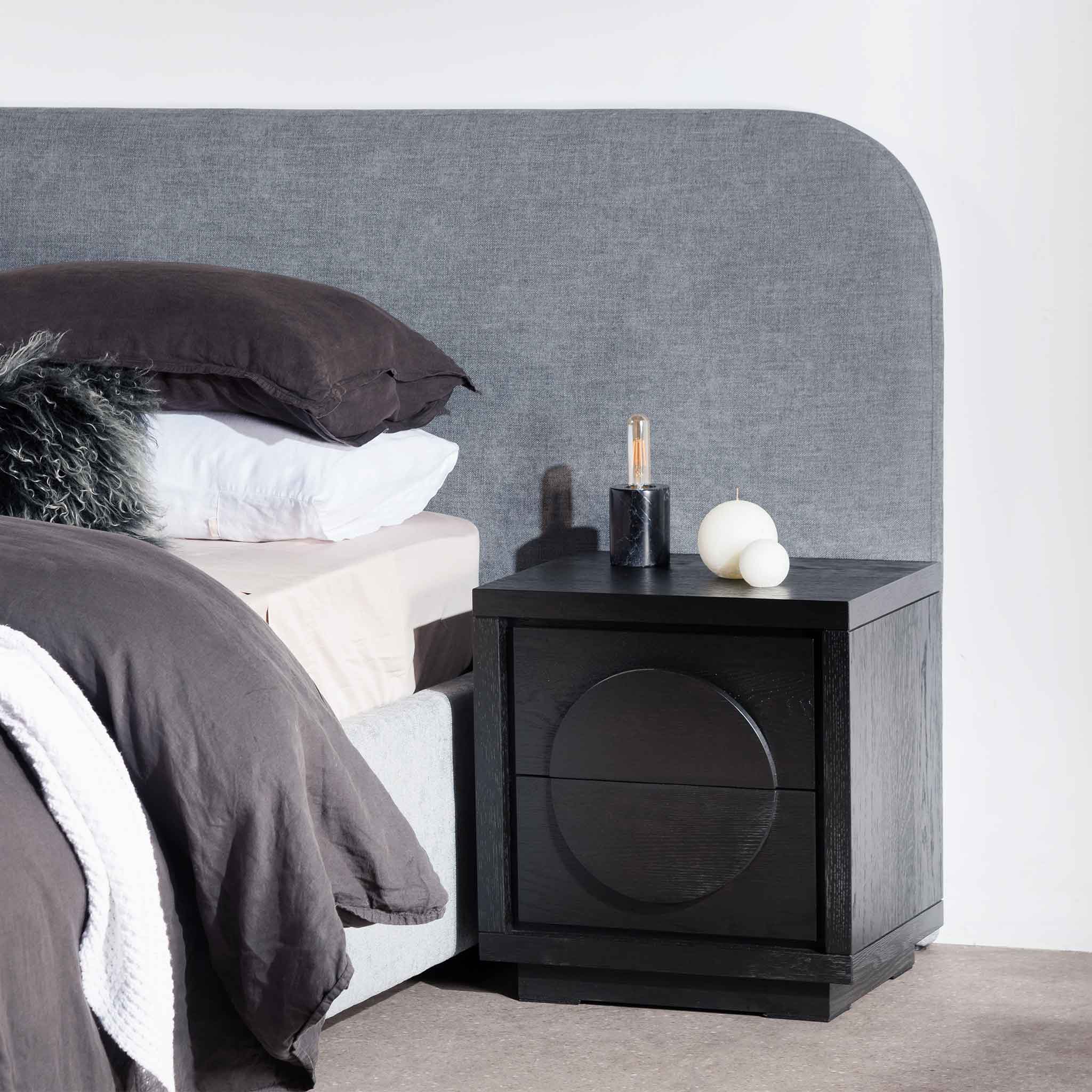 Perasena Bedside Table - Textured Espresso Black