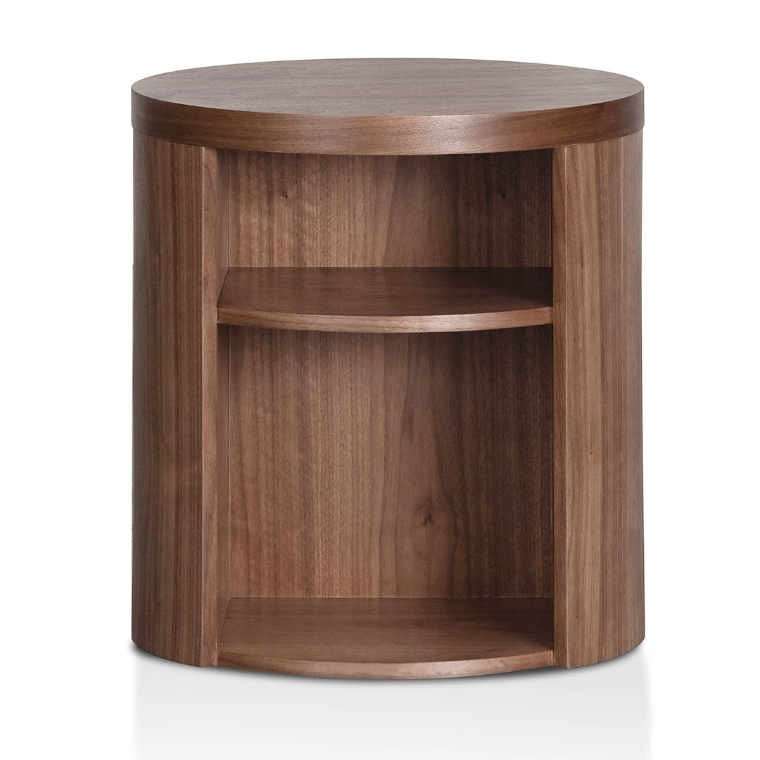 Round Wooden Bedside Table - Walnut - image 2