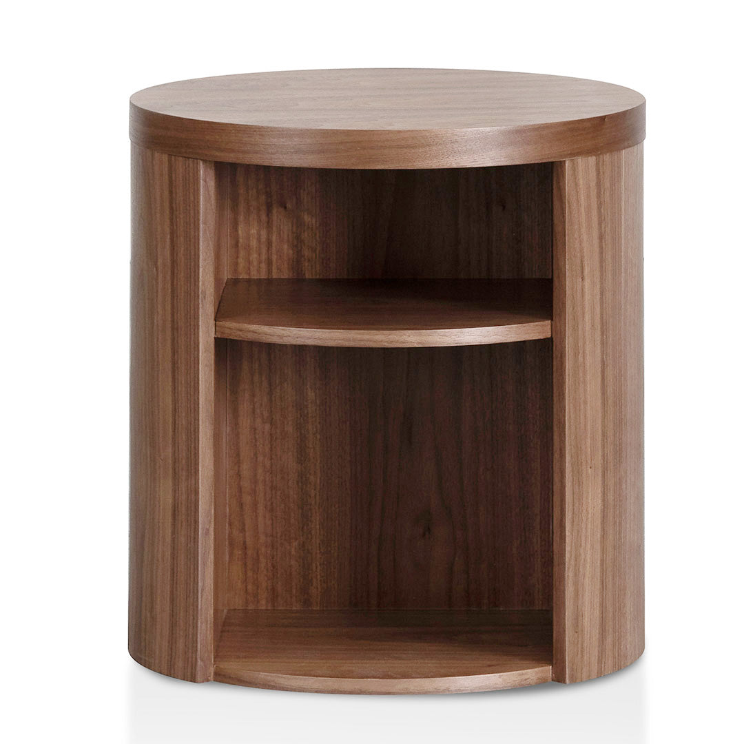 Round Wooden Bedside Table - Walnut - image 3