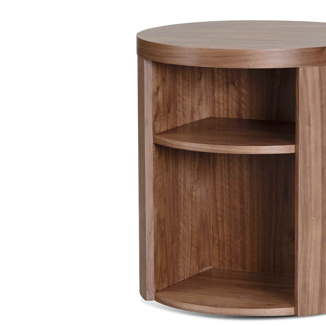 Round Wooden Bedside Table - Walnut - image 5