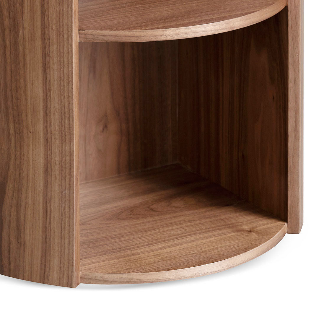 Round Wooden Bedside Table - Walnut - image 8