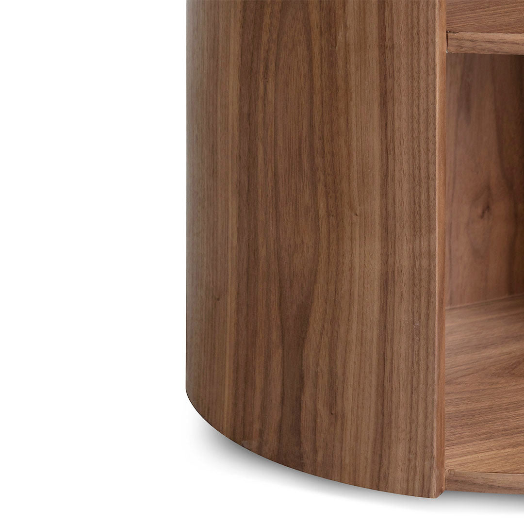 Round Wooden Bedside Table - Walnut - image 9