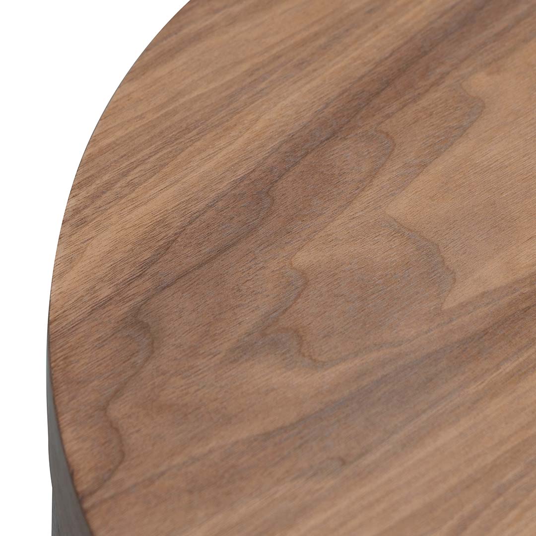 Round Wooden Bedside Table - Walnut - image 10