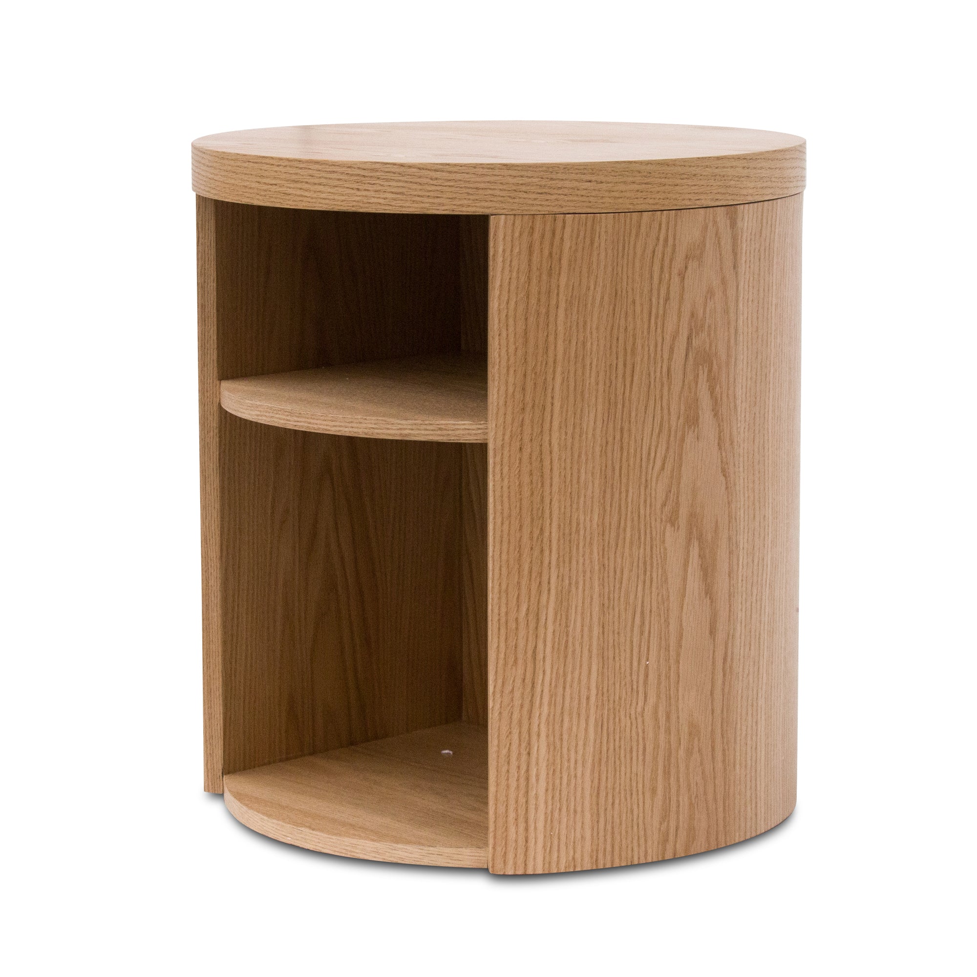 Round Wooden Bedside Table - Natural