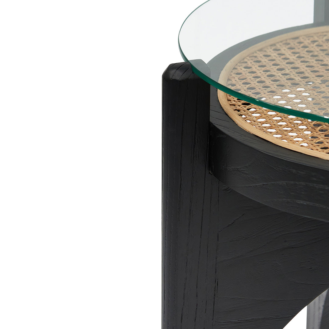 50cm Round Glass Side Table - Black - image 2