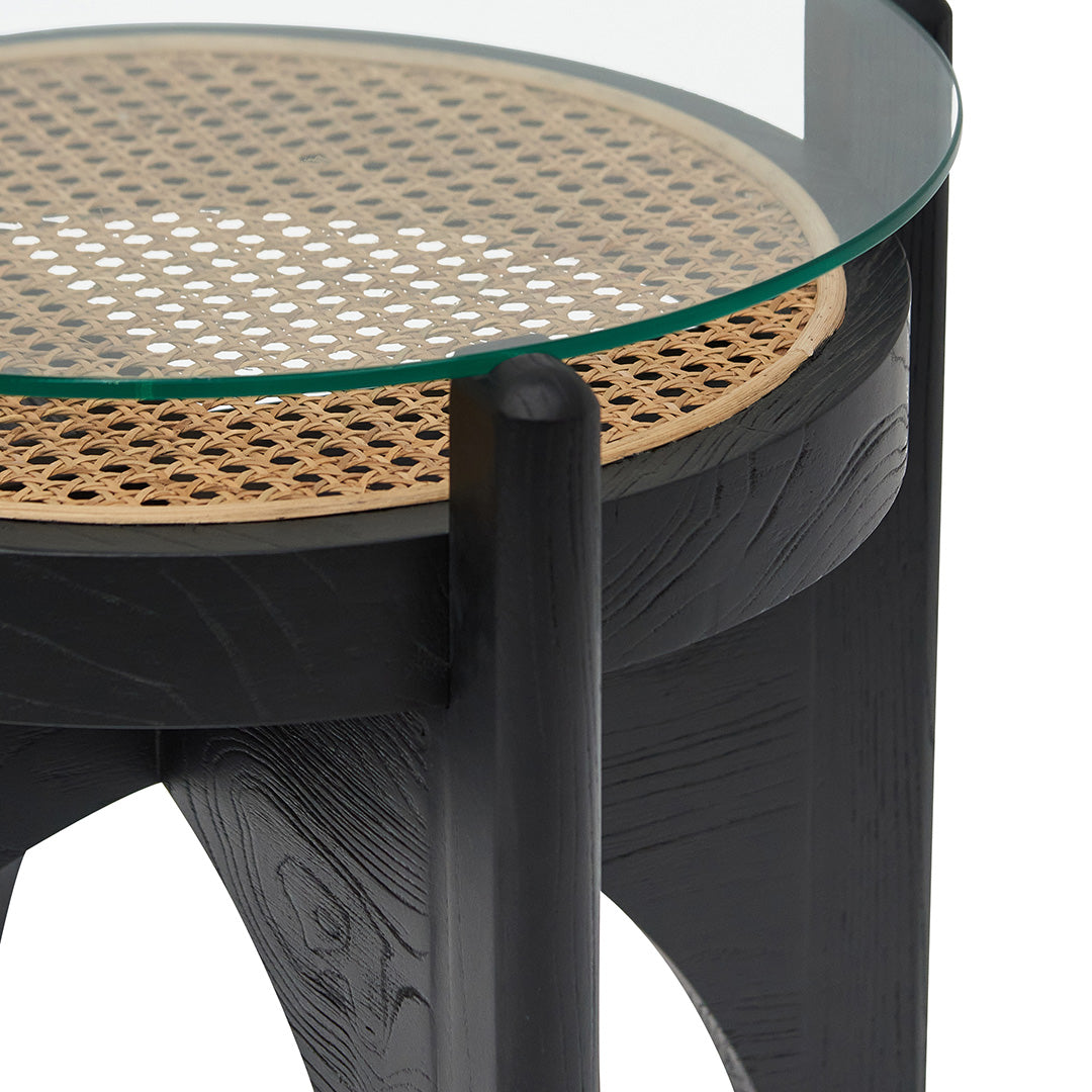 50cm Round Glass Side Table - Black - image 4