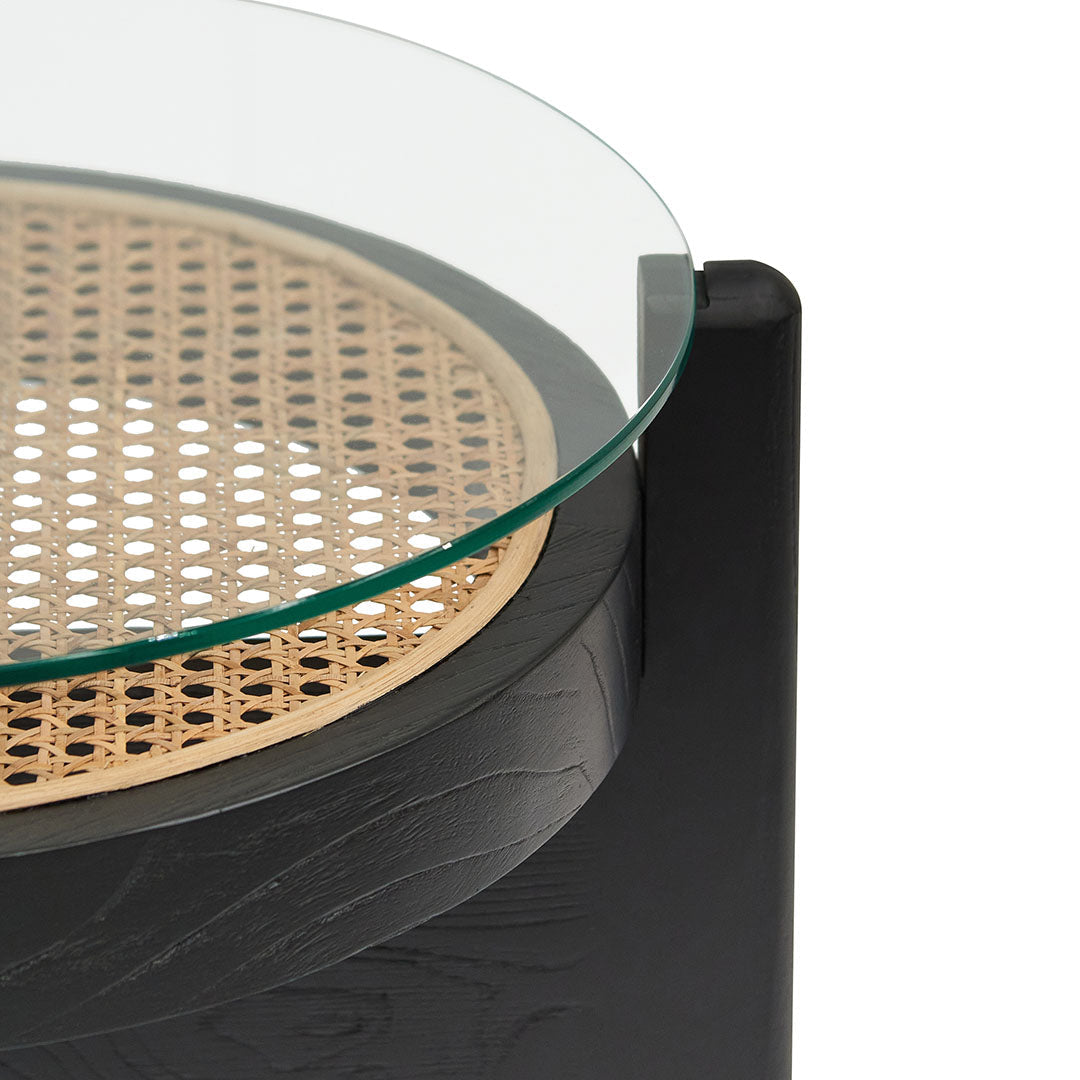 50cm Round Glass Side Table - Black - image 6