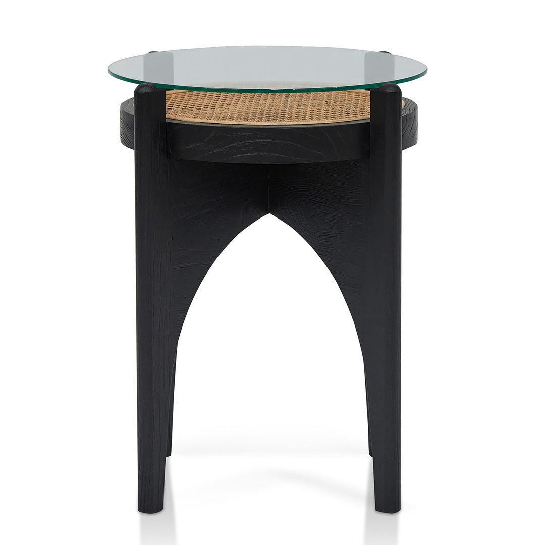 50cm Round Glass Side Table - Black - image 3