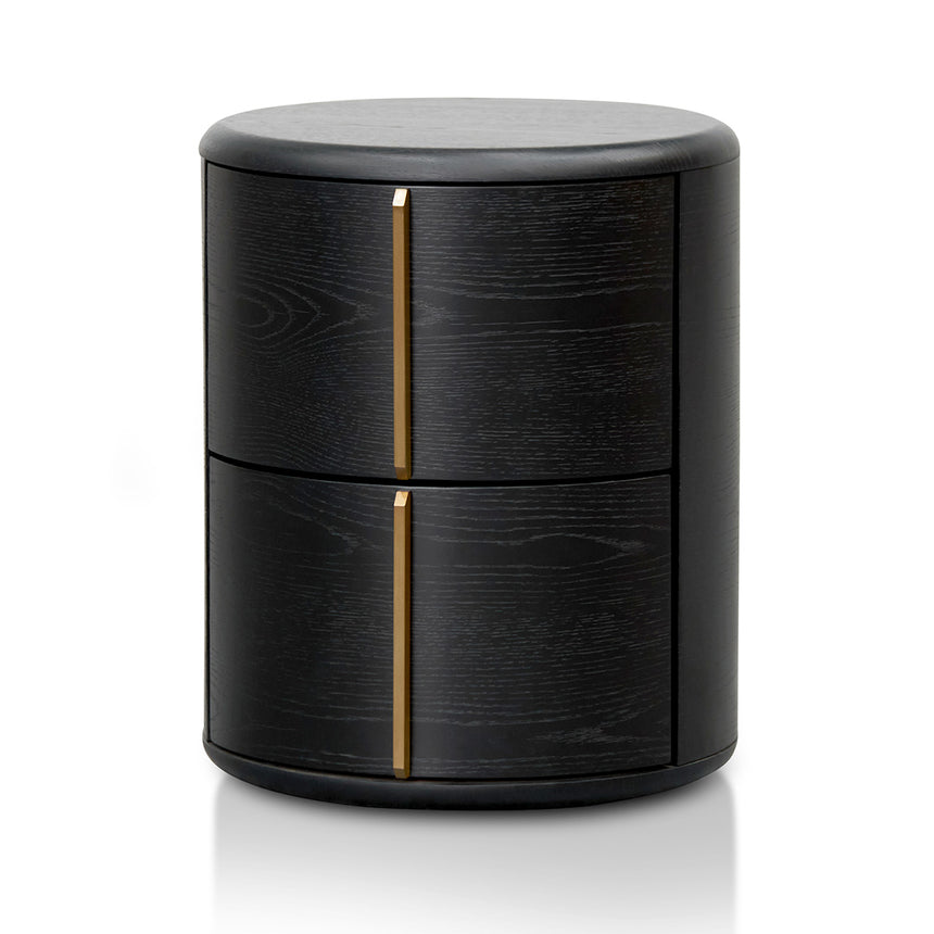 46cm Round Bedside Table - Black