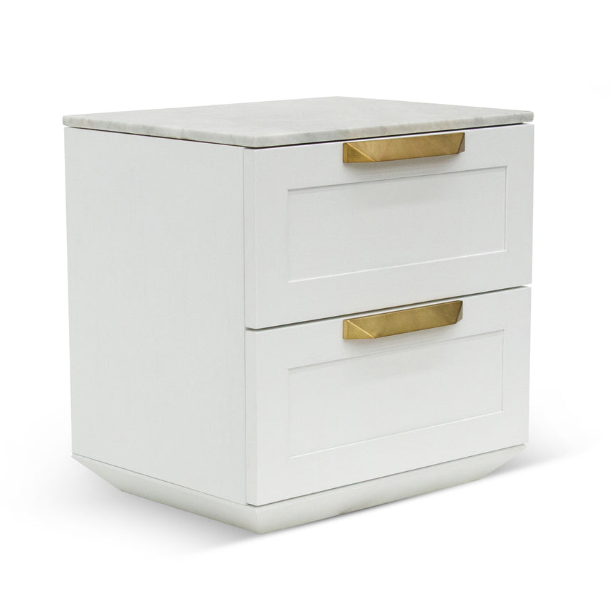 Bedside Table - White with Marble Top