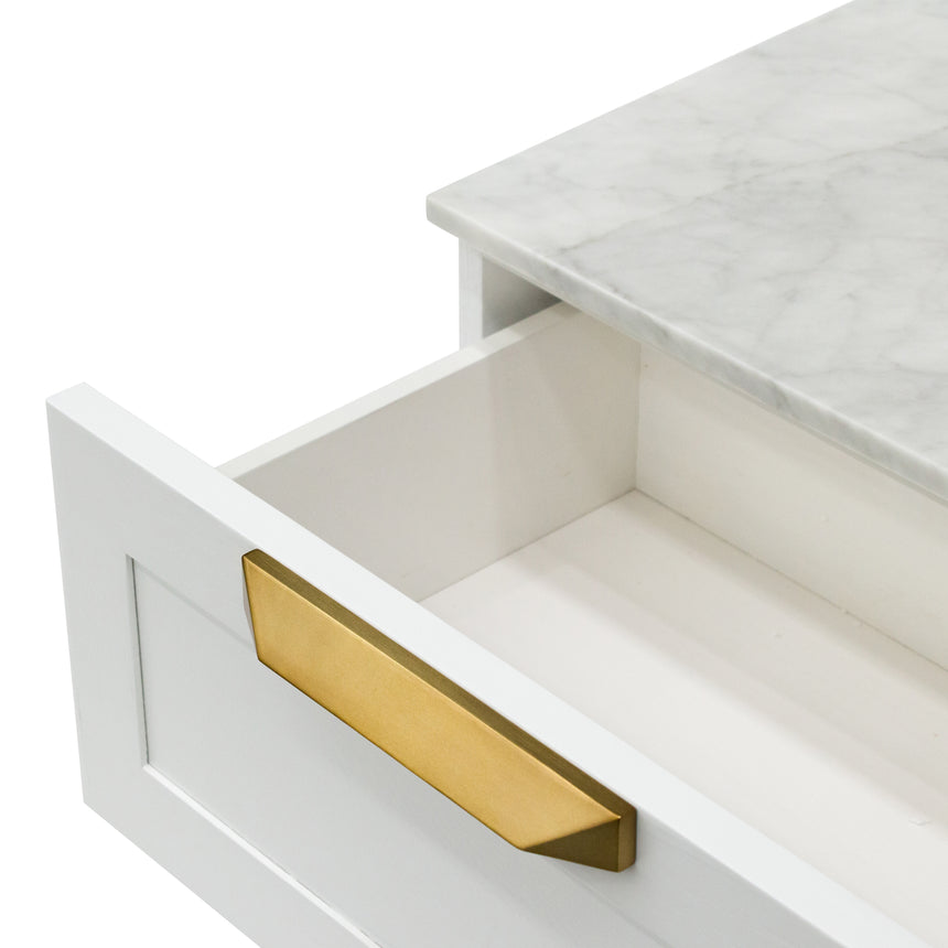 Bedside Table - White with Marble Top