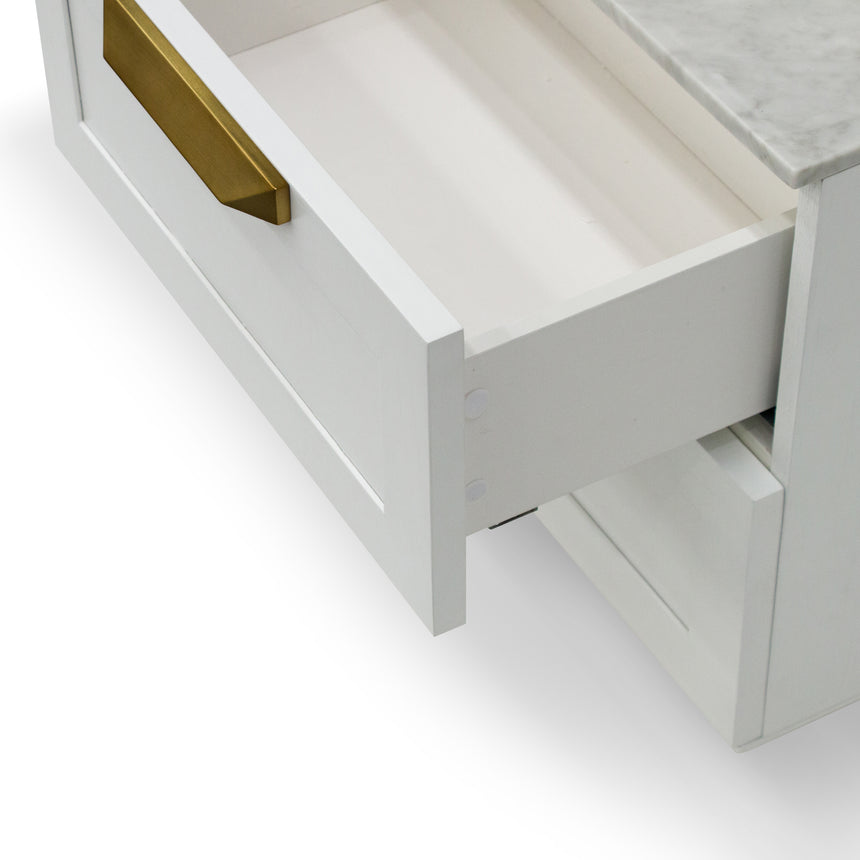 Bedside Table - White with Marble Top
