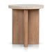 Travertine Marble Round Side Table - Light Natural Elm - image 3