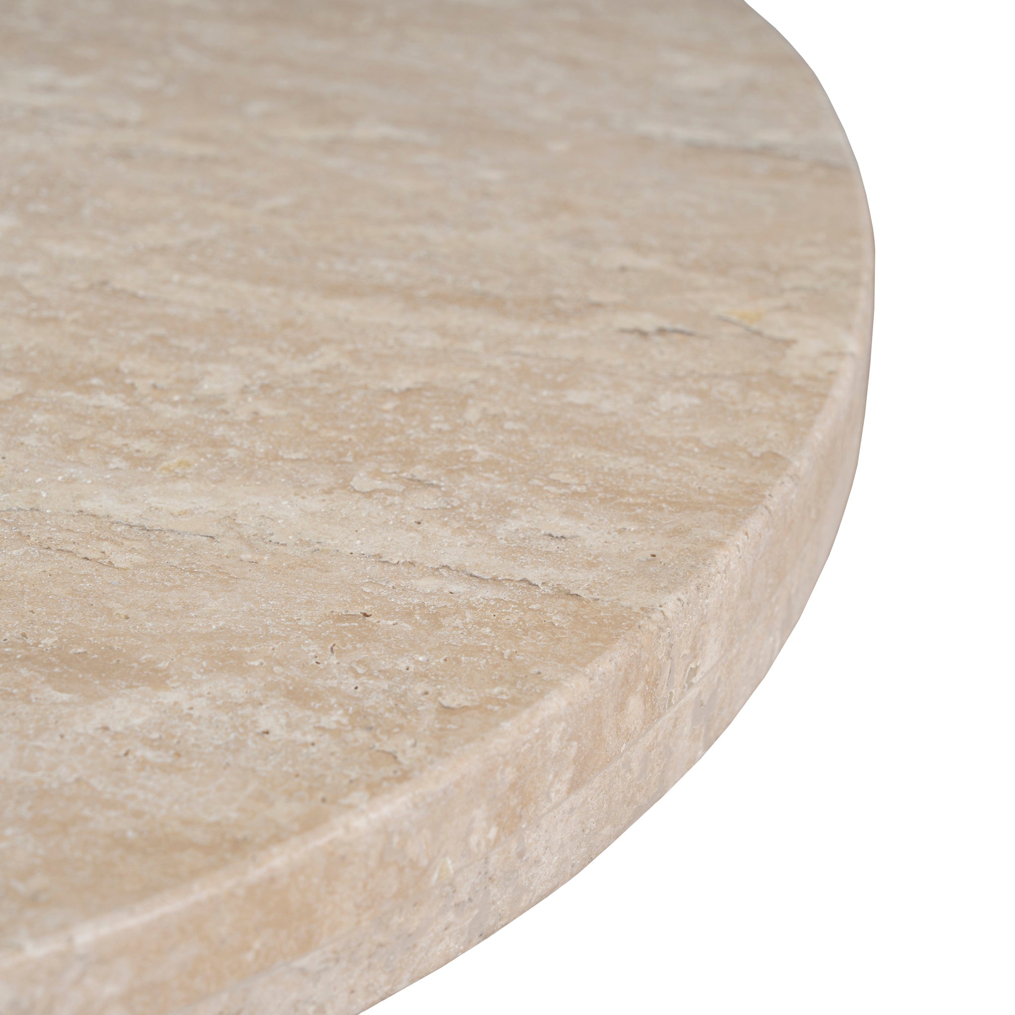 Travertine Marble Round Side Table - Light Natural Elm - image 8