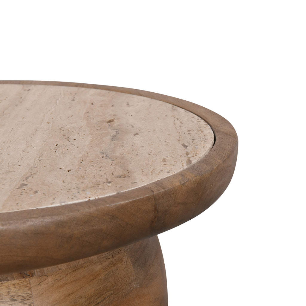 40cm Travertine Top Side Table - Natural - image 8