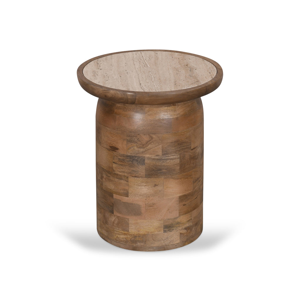 40cm Travertine Top Side Table - Natural - image 2