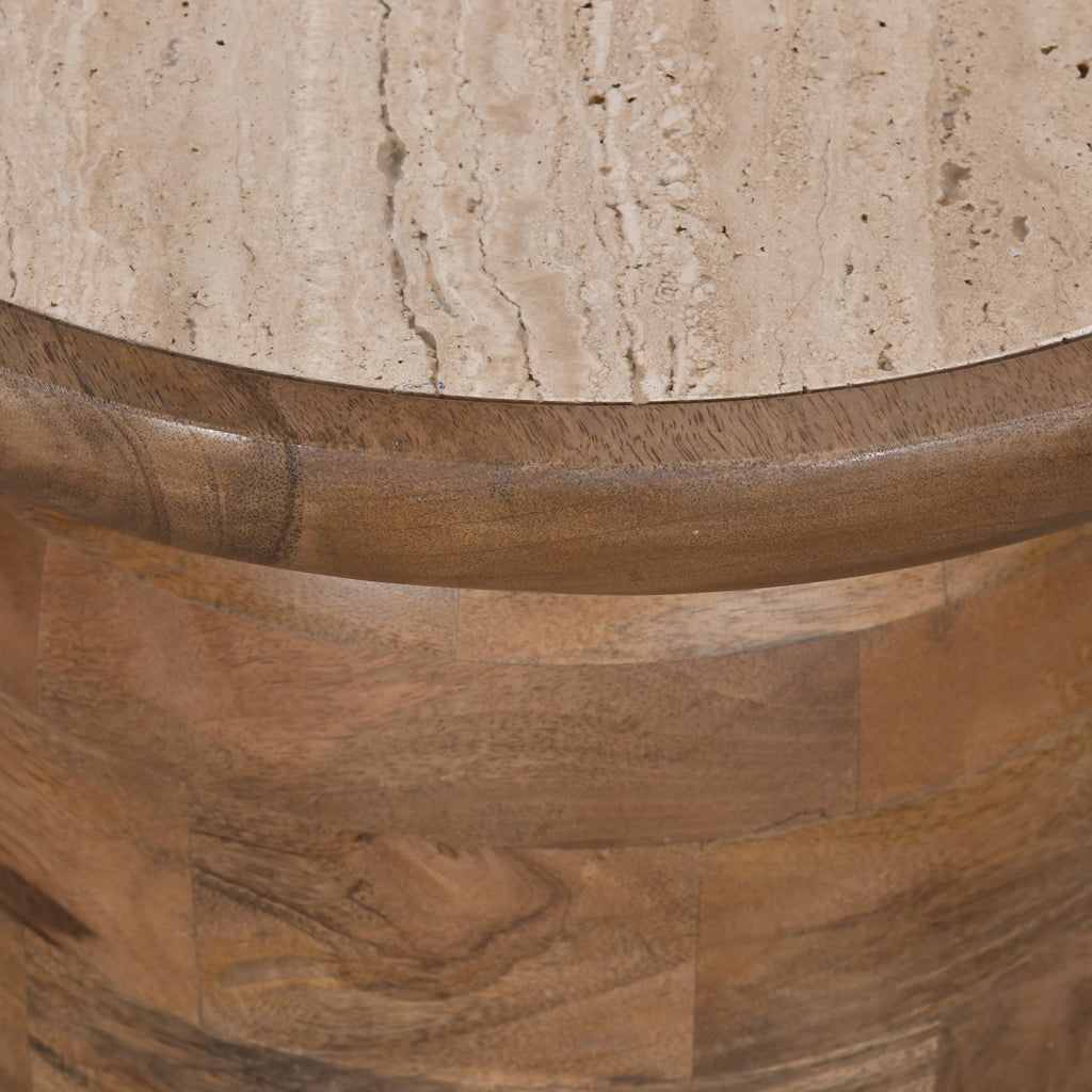 40cm Travertine Top Side Table - Natural - image 9