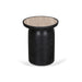 40cm Travertine Top Side Table - Black - image 2