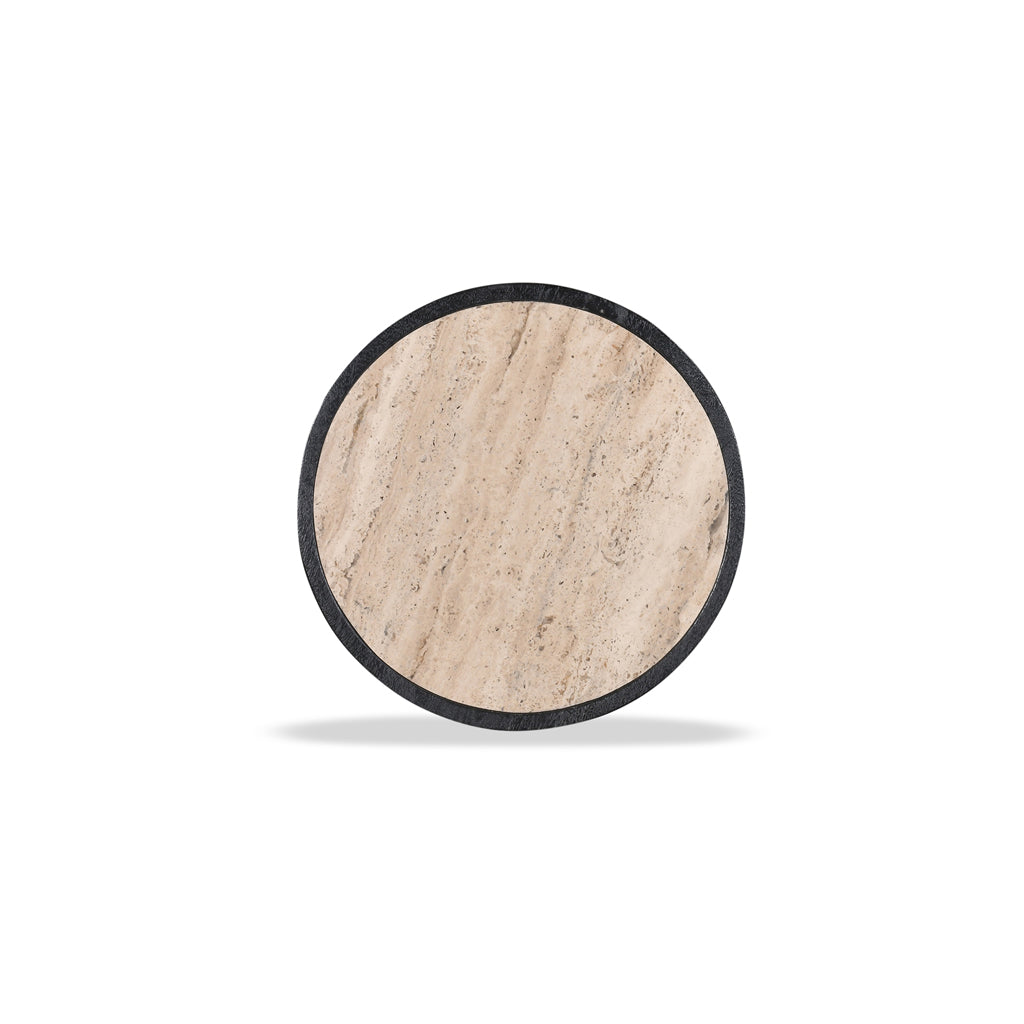 40cm Travertine Top Side Table - Black - image 8