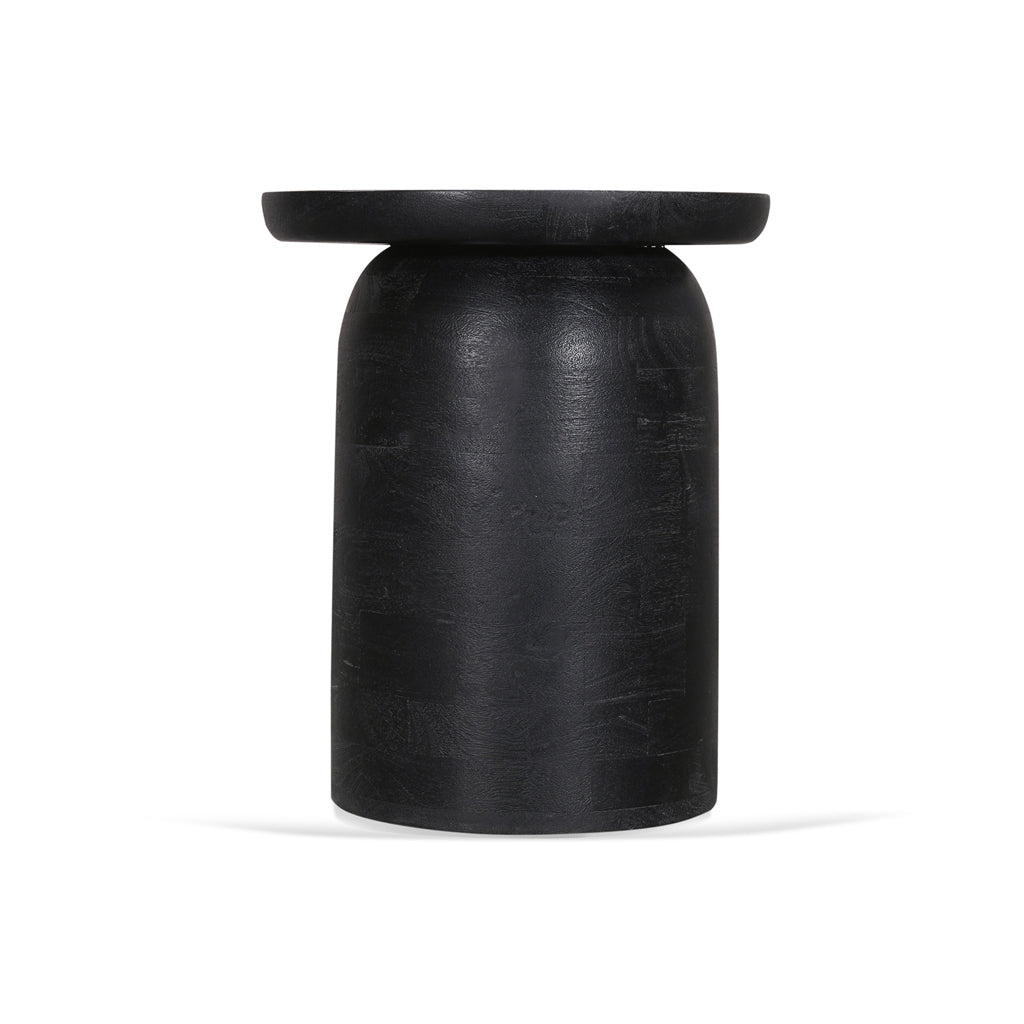 40cm Travertine Top Side Table - Black - image 3
