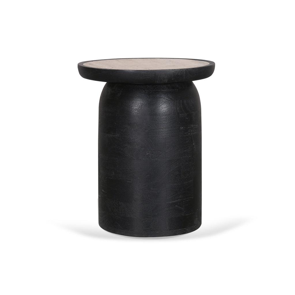 40cm Travertine Top Side Table - Black - image 4