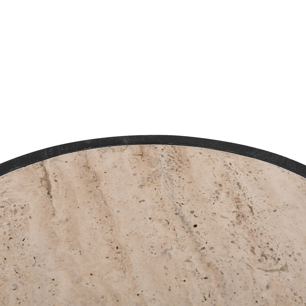 40cm Travertine Top Side Table - Black - image 5