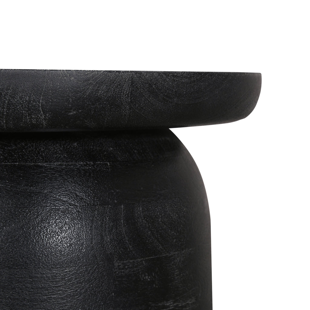 40cm Travertine Top Side Table - Black - image 7