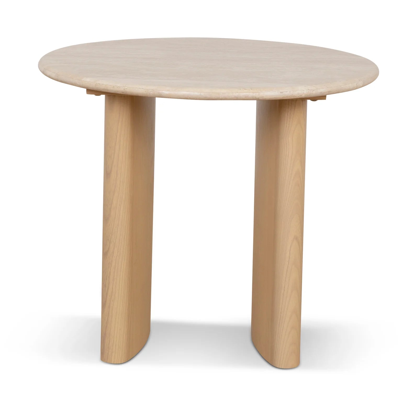 60cm Travertine Top Side Table - Crème Ash