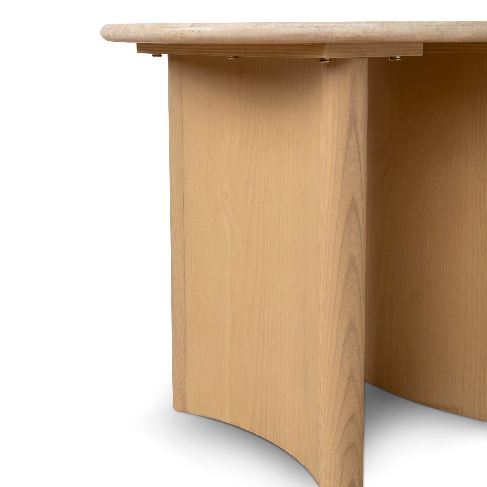60cm Travertine Top Side Table - Creme Ash