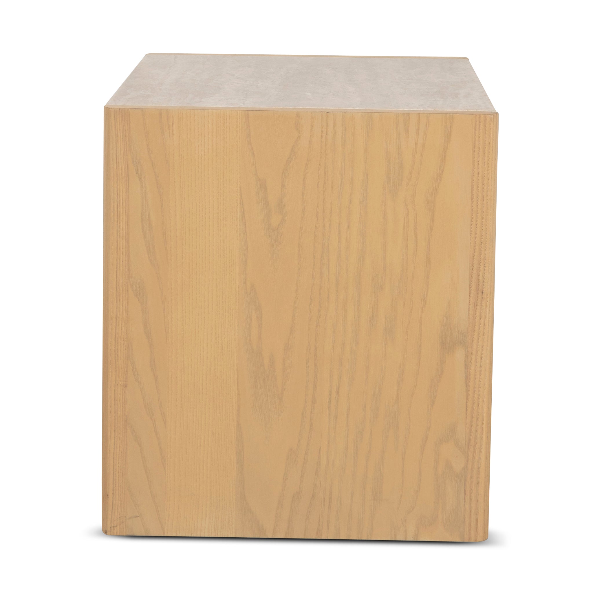 CST8742-KK 55cm Travertine Top Bedside Table - Creme Ash