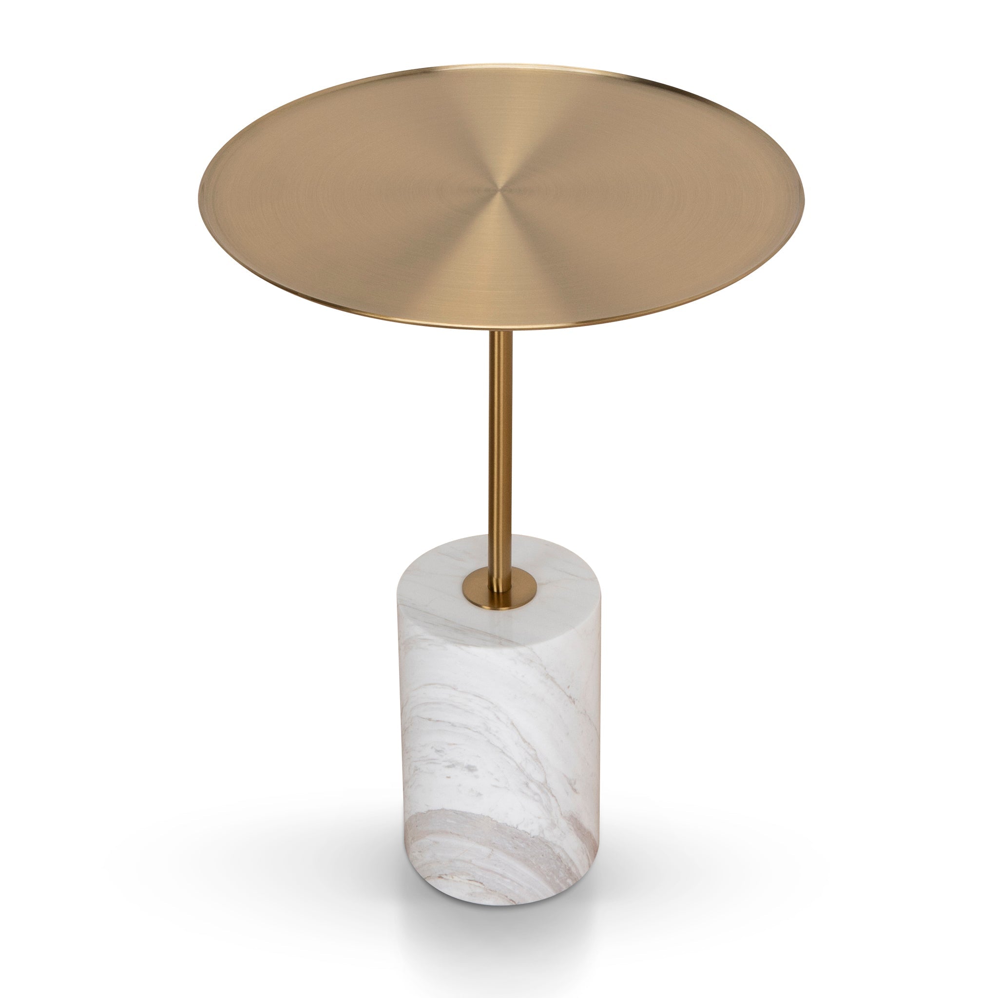 CST8794-NY 45cm Brushed Gold Side Table - Carrara Marble
