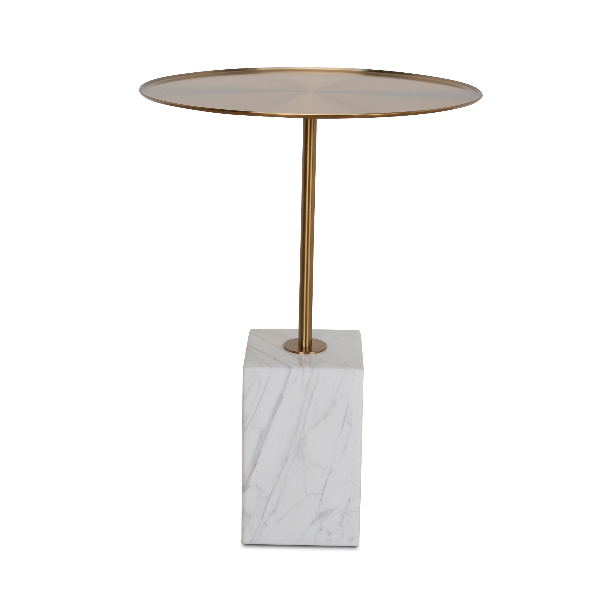 45cm Brushed Gold Side Table - Carrara Marble - image 2
