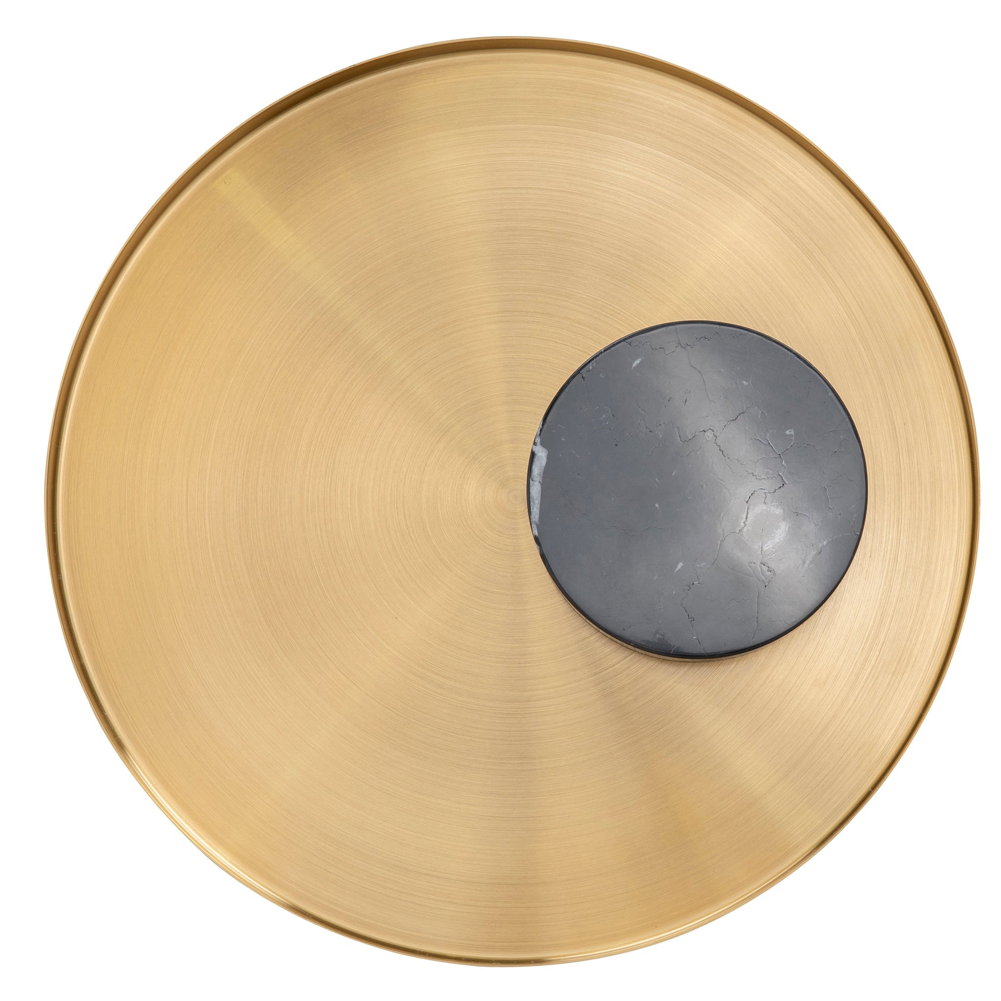 40cm Round Brushed Gold Side Table - Black Marble - image 6