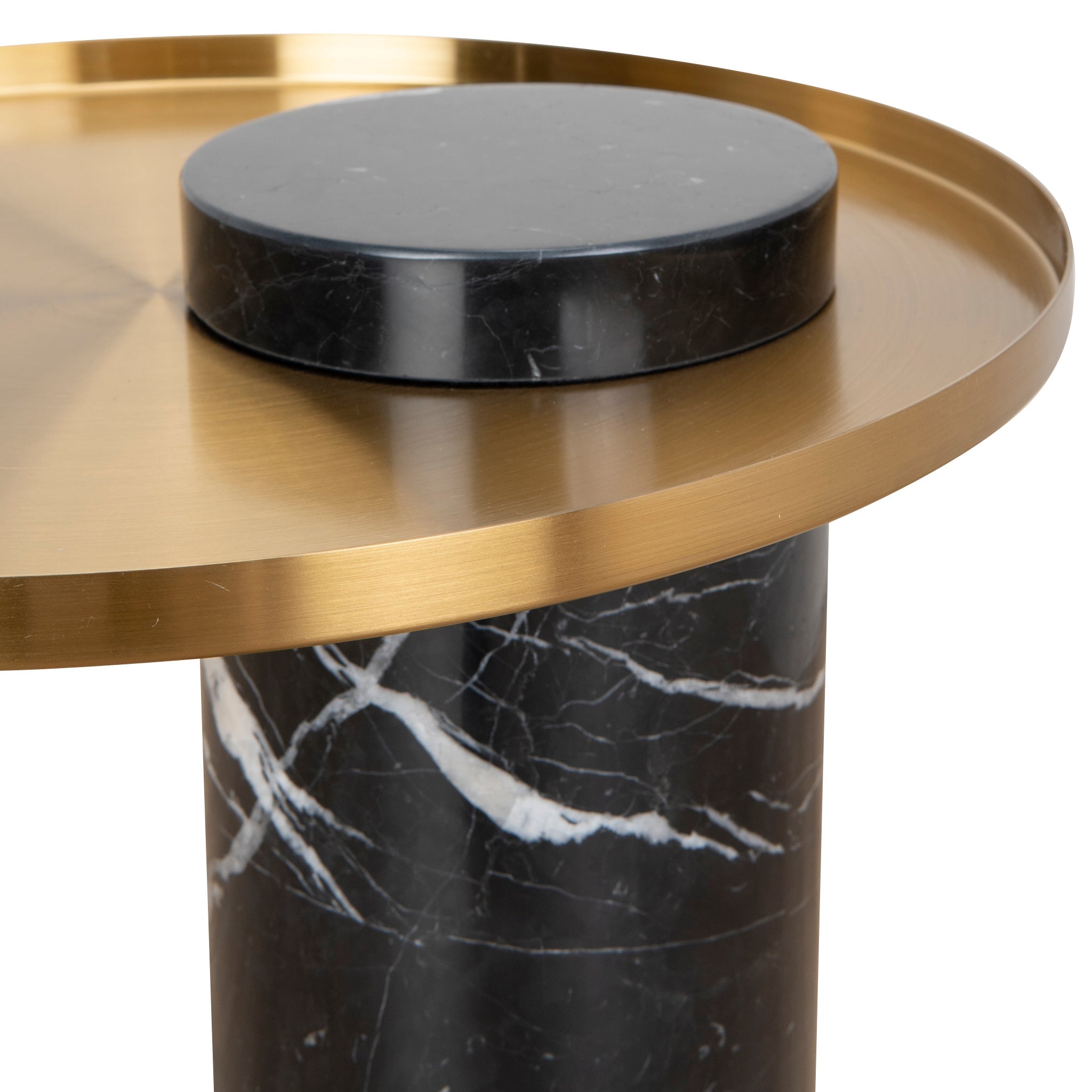 40cm Round Brushed Gold Side Table - Black Marble - image 5