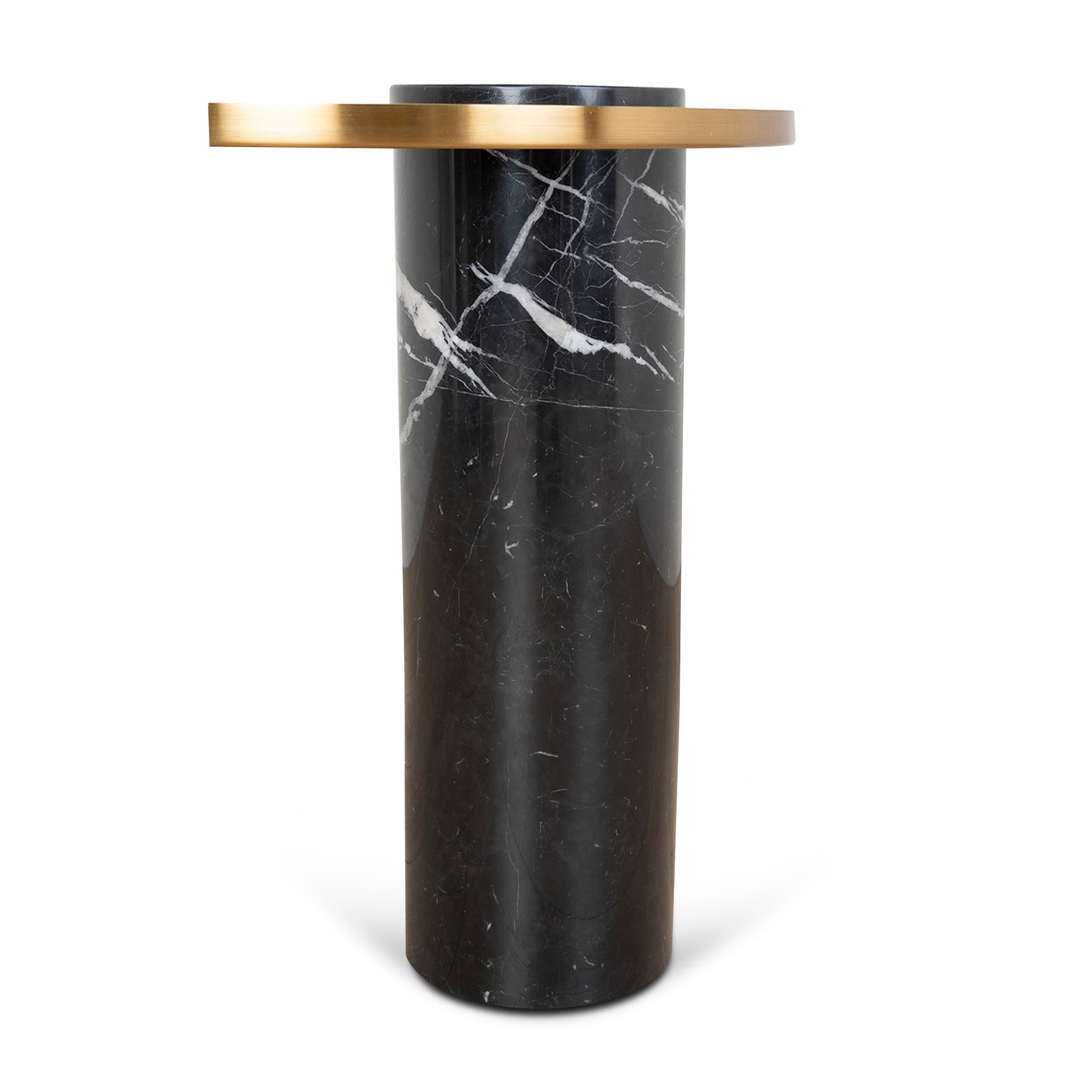 40cm Round Brushed Gold Side Table - Black Marble - image 4