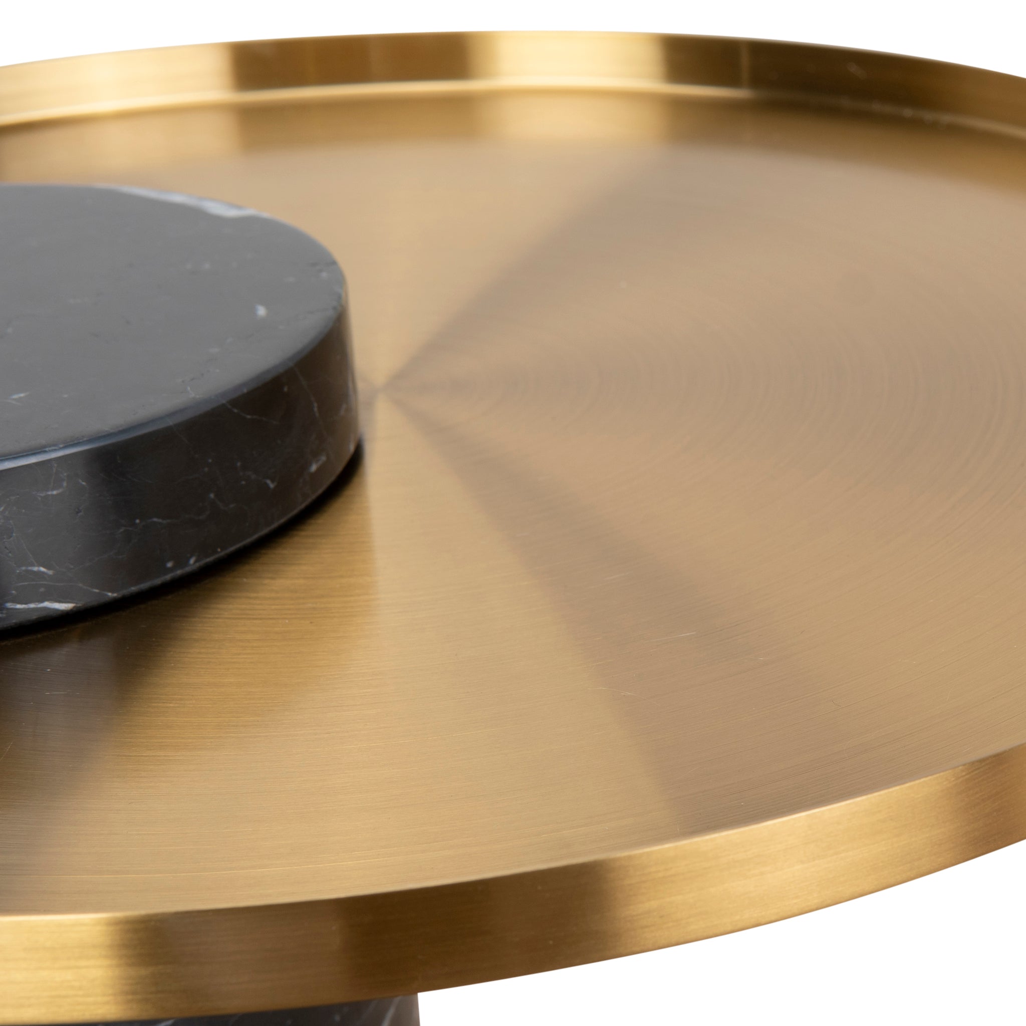 40cm Round Brushed Gold Side Table - Black Marble - image 7