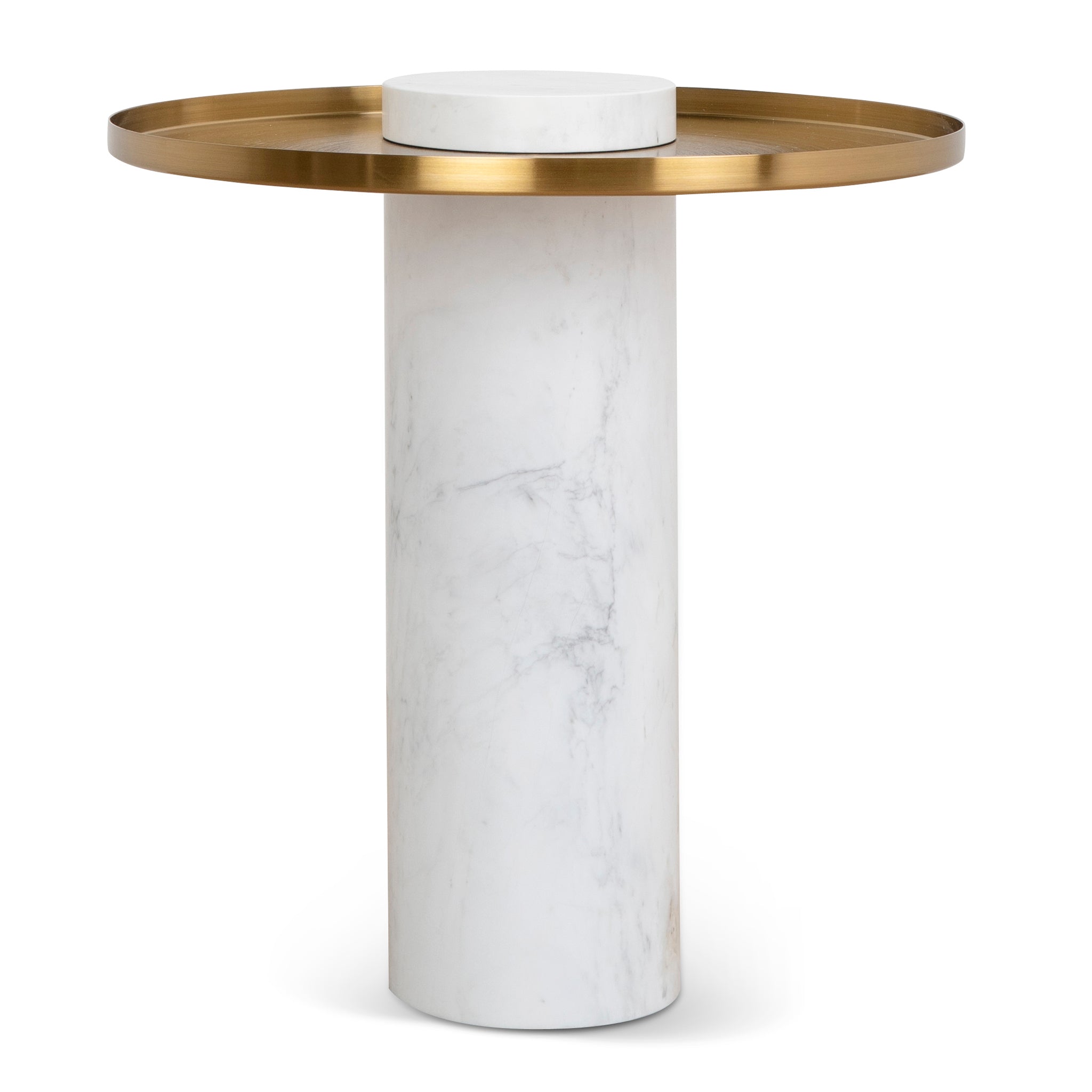40cm Round Brushed Gold Side Table - Marble - image 2