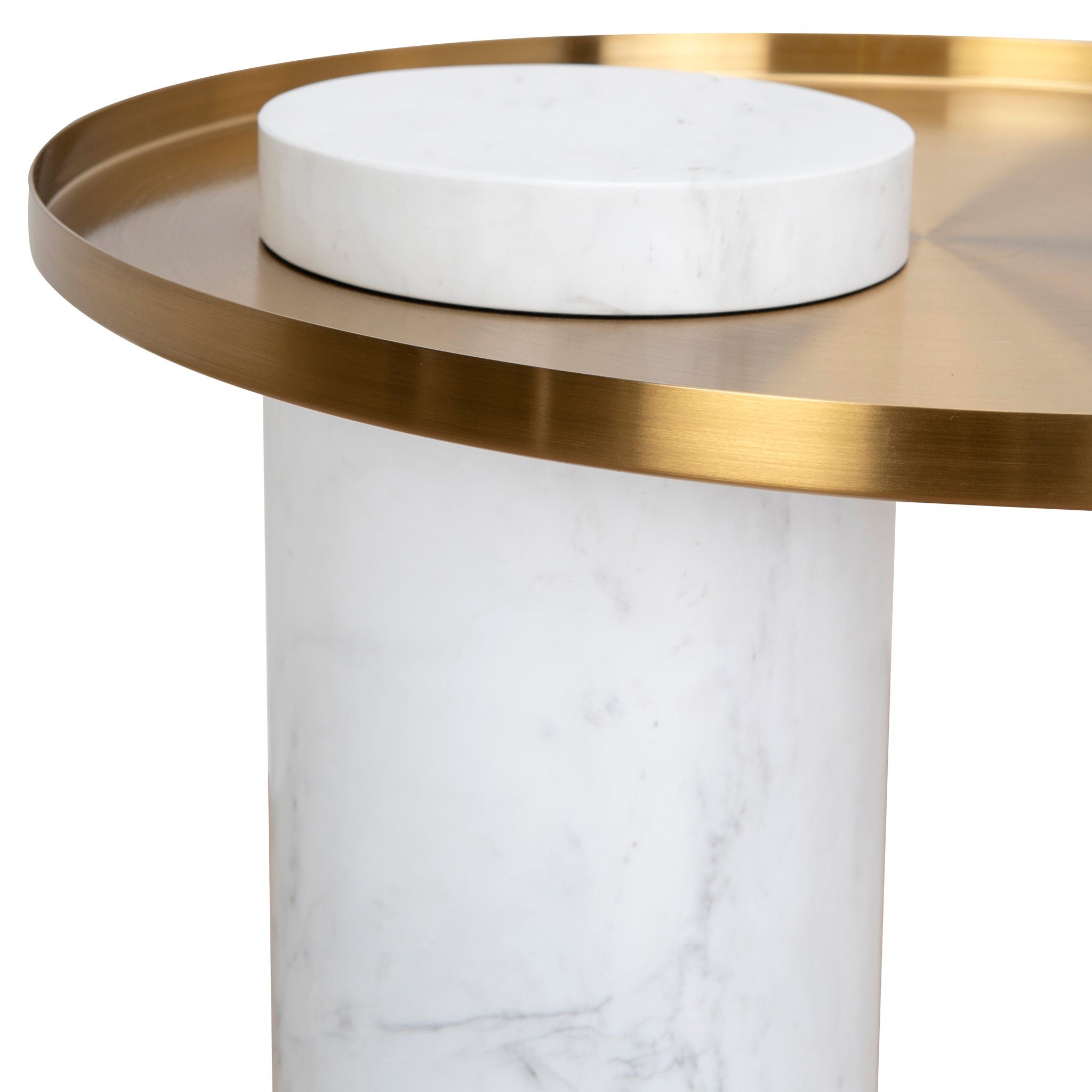 40cm Round Brushed Gold Side Table - Marble - image 4