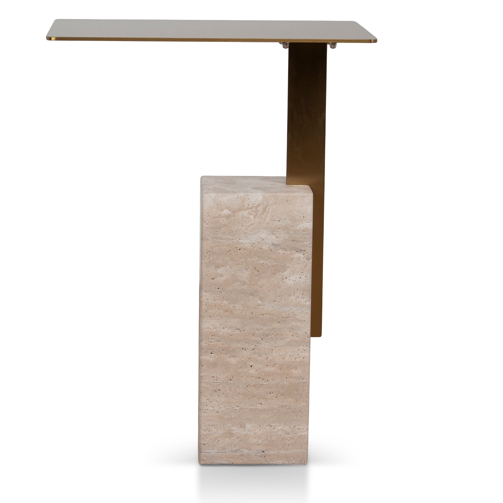 CST8802-NY 40 cm Brushed Gold Side Table - Natural
